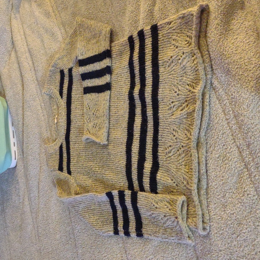 Grey with Navy striped sweater